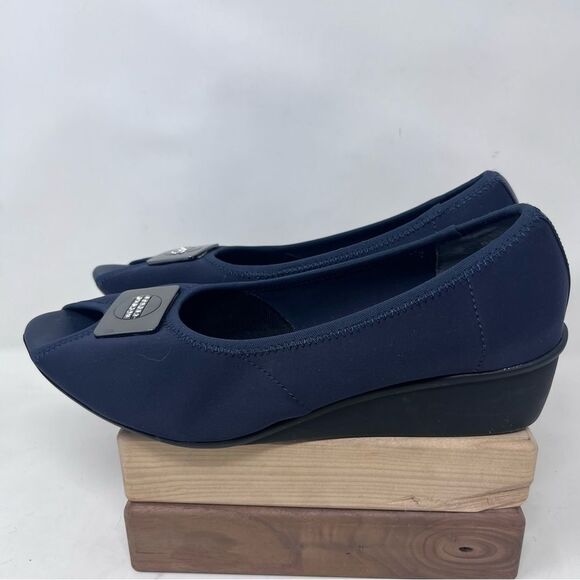 Ros Hommerson Eloise Peep Toe Wedge Heel Navy 10 Wide - Picture 5 of 10